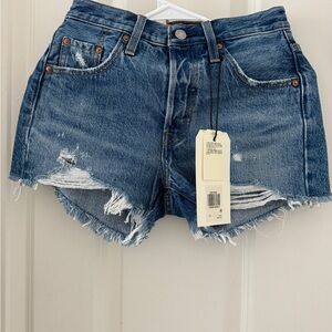 Levi's Classic Blue Distressed Jean Shorts